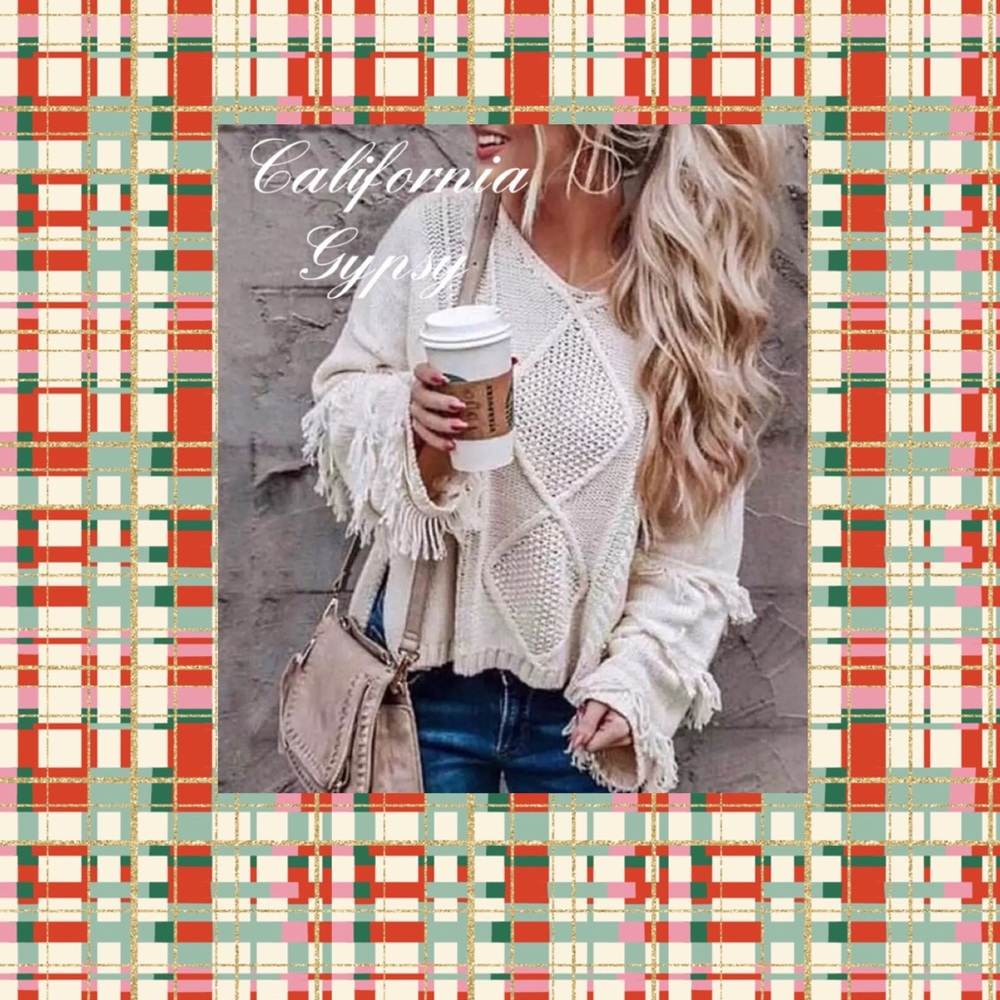 LAST ONE Fringe Knit Boho Oversized Sweater - Picture 4 of 9